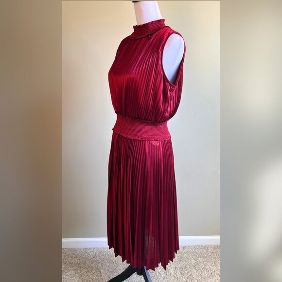 SaksFifthAvenue Nanette Lepore Midi Dress Pleated Blouson Dress - Picture 5 of 11